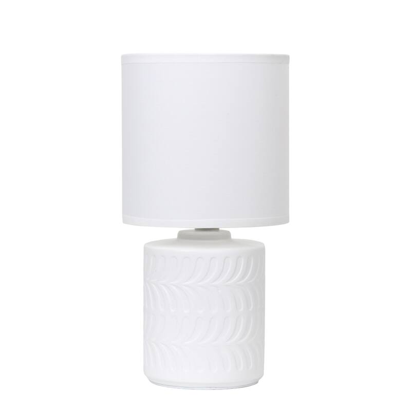 Floral Textured Ceramic Table Lamp with Drum Shade - 10" - Cream