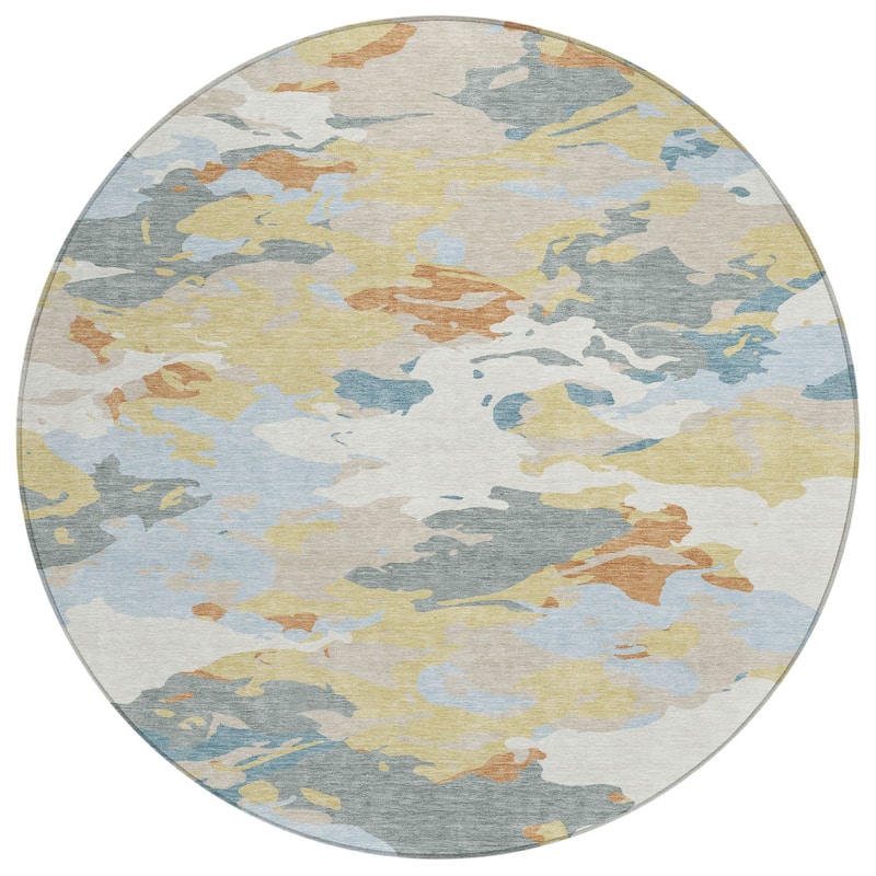 Machine Washable Indoor/ Outdoor Abstract Mexi Chantille Rug