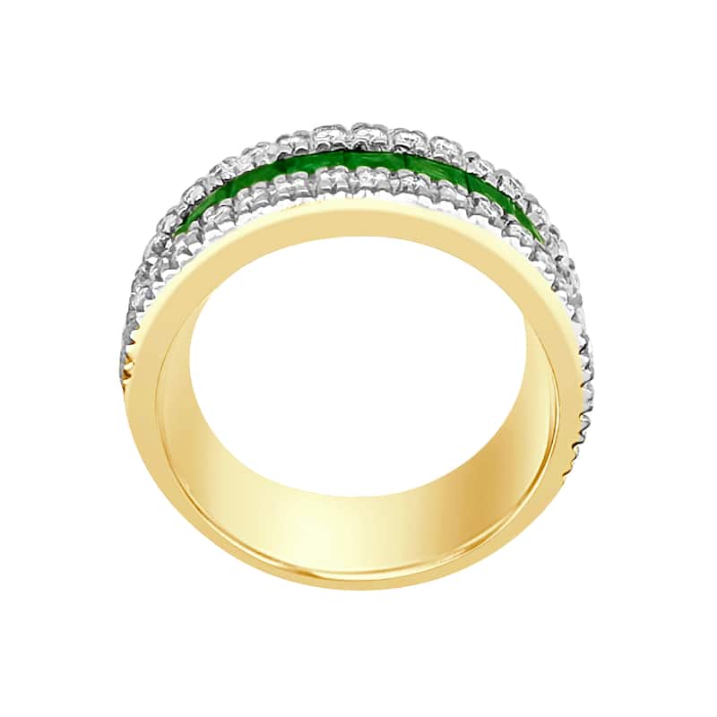 Auriya 14k Gold Emerald and Diamond Triple-Row Channel Band 0.42 ct. tw. (F-G, VS)