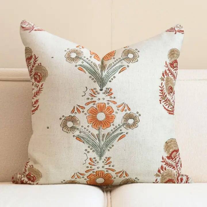 Natural Floral Dyed Block Print Pillow cover - Vanshika Mohini