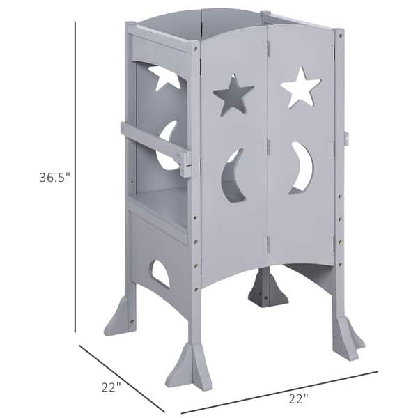 dimension image slide 0 of 2, Qaba Kids Step Stool Folding Design, Bed Step Stool - 22" L x 22" W x 36.5" H
