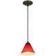 preview thumbnail 3 of 4, Access Lighting Martini - E26 LED Cord Pendant - Oil Rubbed Bronze Finish - Red Glass Shade