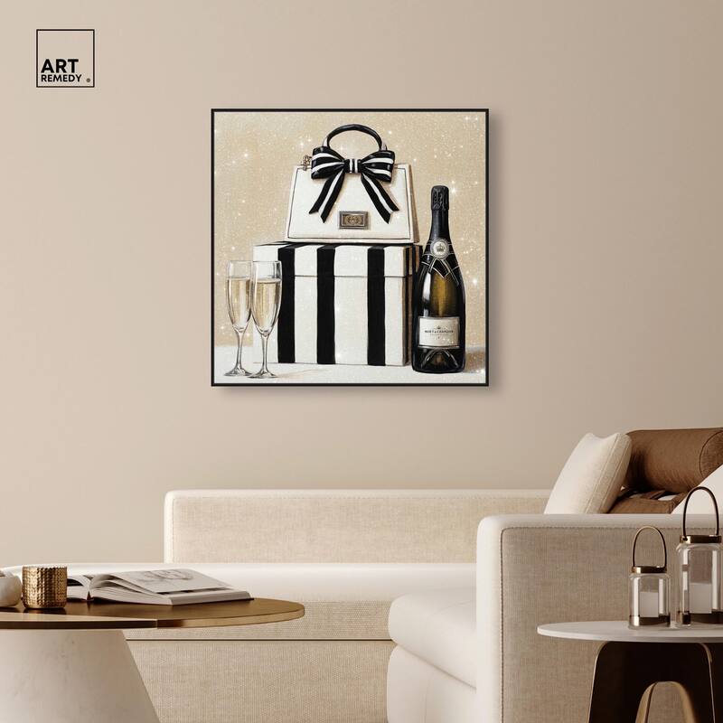 Black and White Striped Glam Canvas by Art Remedy