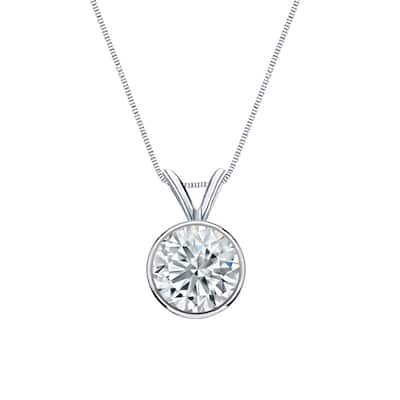 Auriya 18-karat Gold 1.75ctw Round Solitaire Lab Grown Diamond Necklace Bezel (H-I VS) - 1.75