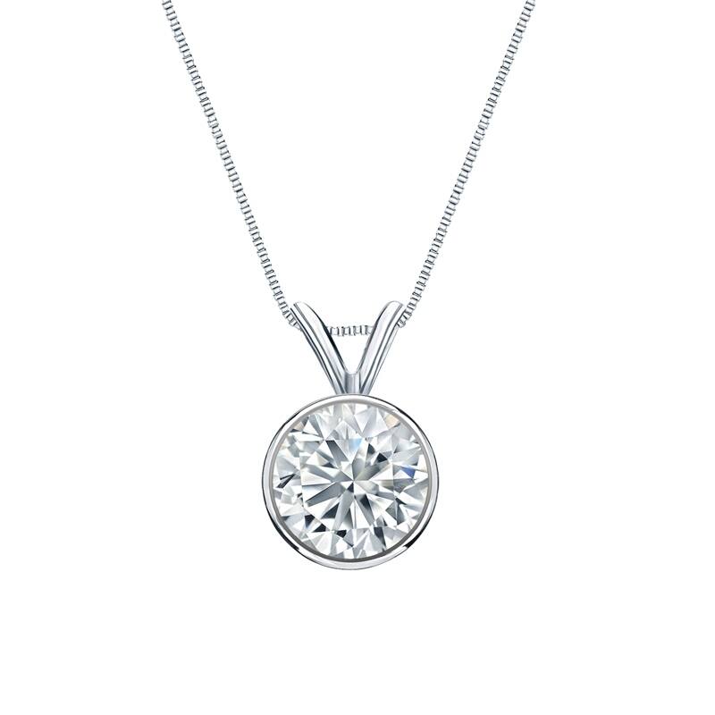 Auriya 18-karat Gold 2.25ctw Round Solitaire Lab Grown Diamond Necklace Bezel (F-G VS) - 2.25 - White