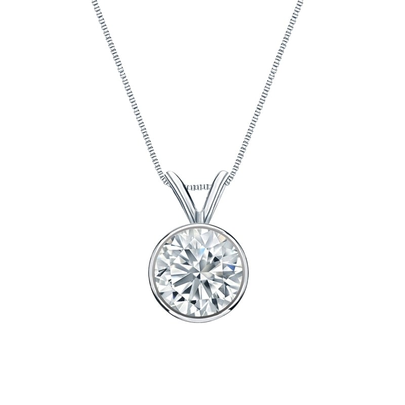 Auriya Platinum 5.00ctw Round Solitaire Lab Grown Diamond Necklace Basket (D-E VVS) - 5