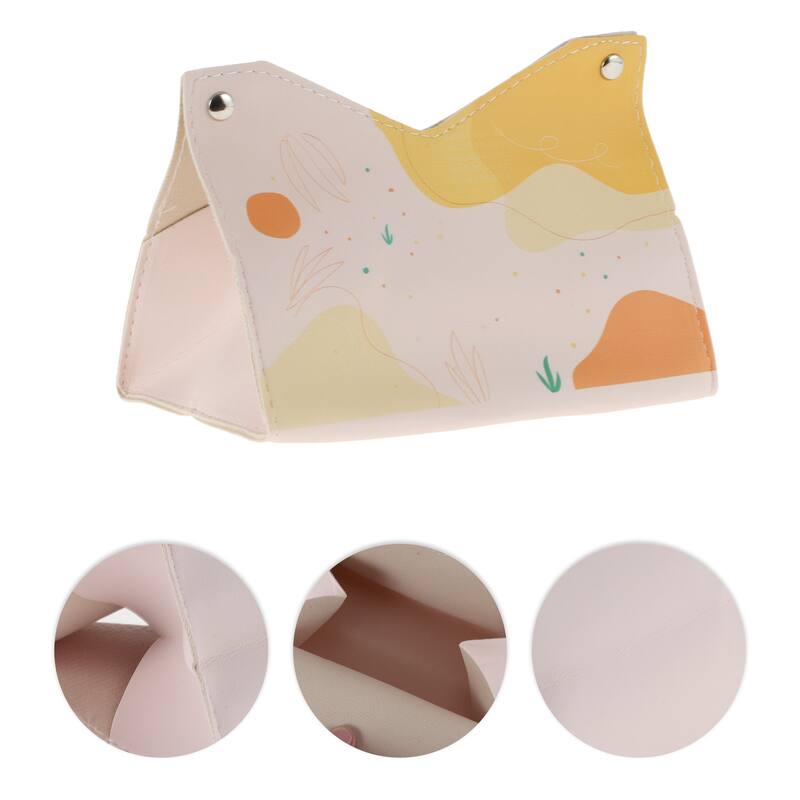 1Pcs Durable Leaves Pattern Tissue Box Cover for Living Room Table Desk Orange