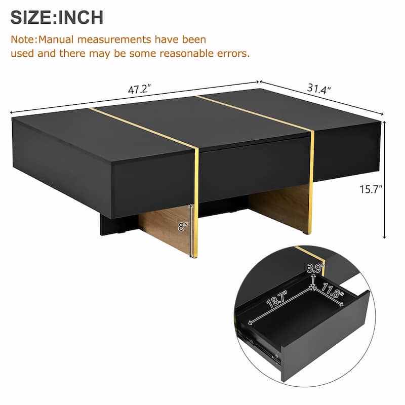 47.2" x 31.4" Minimalist High Gloss Coffee Table