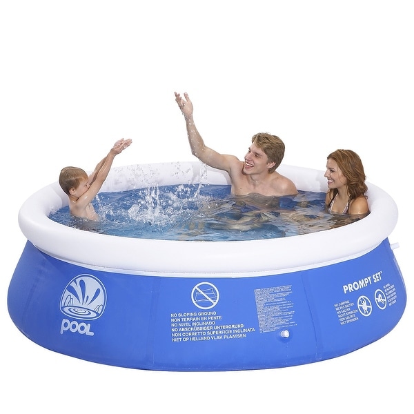 8' x 25" Blue and White Inflatable Above Ground Prompt Set Swimming Pool