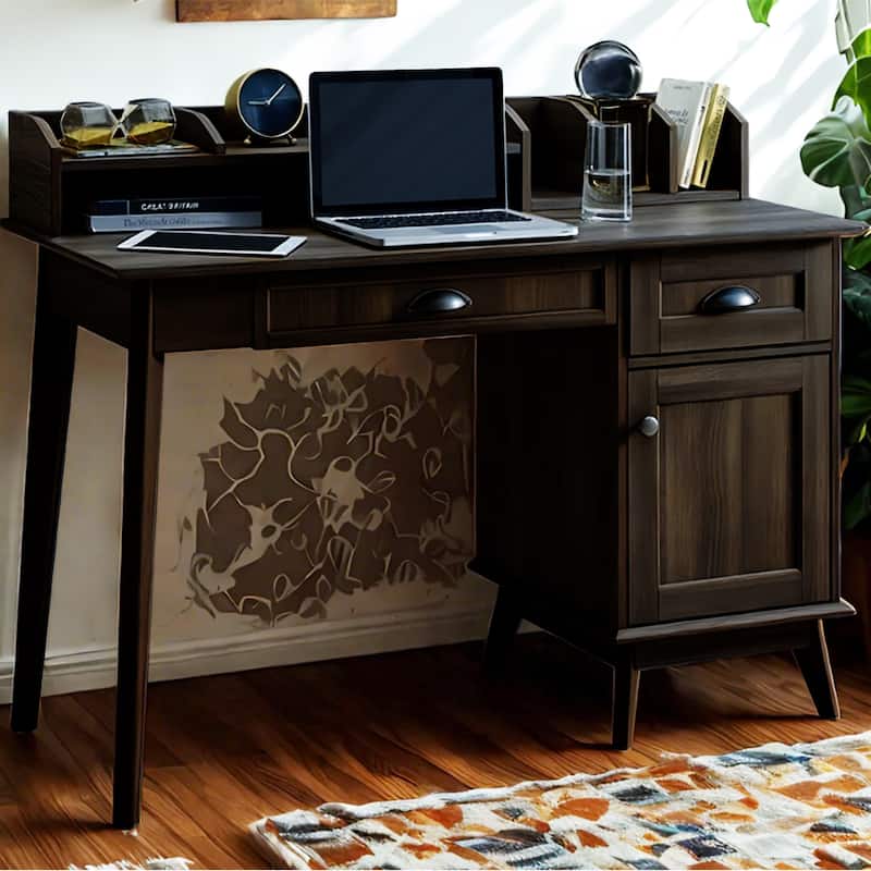 Caffoz Newport Series Computer Desk with Hutch Home Office Writing Desk, Wood Workstation w/Shelves, Study Desk for Small Spaces