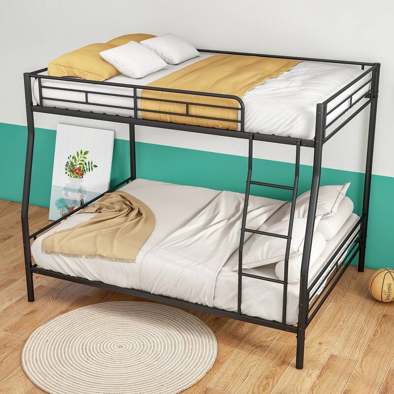 Full Over Queen Heavy Duty Metal Bunk Bed with Noise-Free Frame, No Box Spring Needed and 450lb Capacity