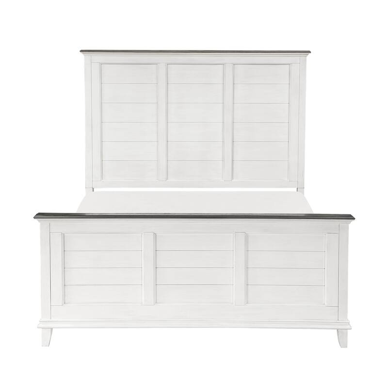 Antique White Farmhouse Style Bed Panel Headboard Wooden Furniture 1pc
