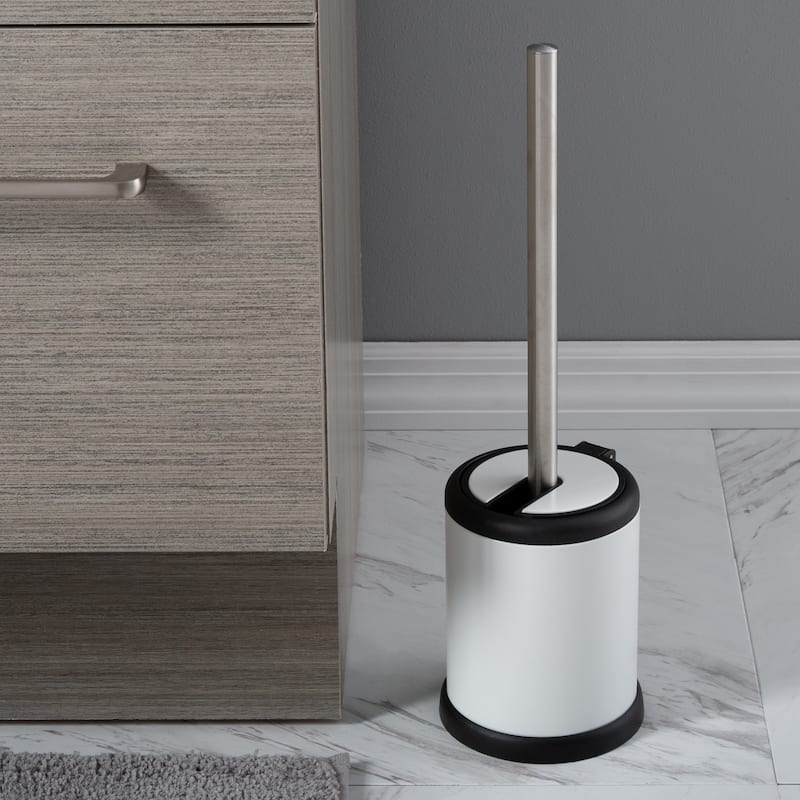 Bath Bliss 2 Pack Self Closing Lid Toilet Brush and Holder