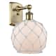 Option Antique Brass / White Glass with White Rope