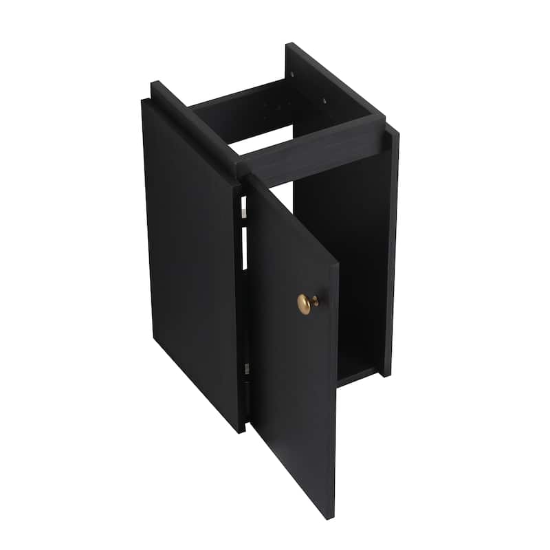 Small Bathroom Vanity with Sink, 12-Inch Black Chestnut Cabinet, Wall-Mounted with Soft-Close Door - 12in L Plywood