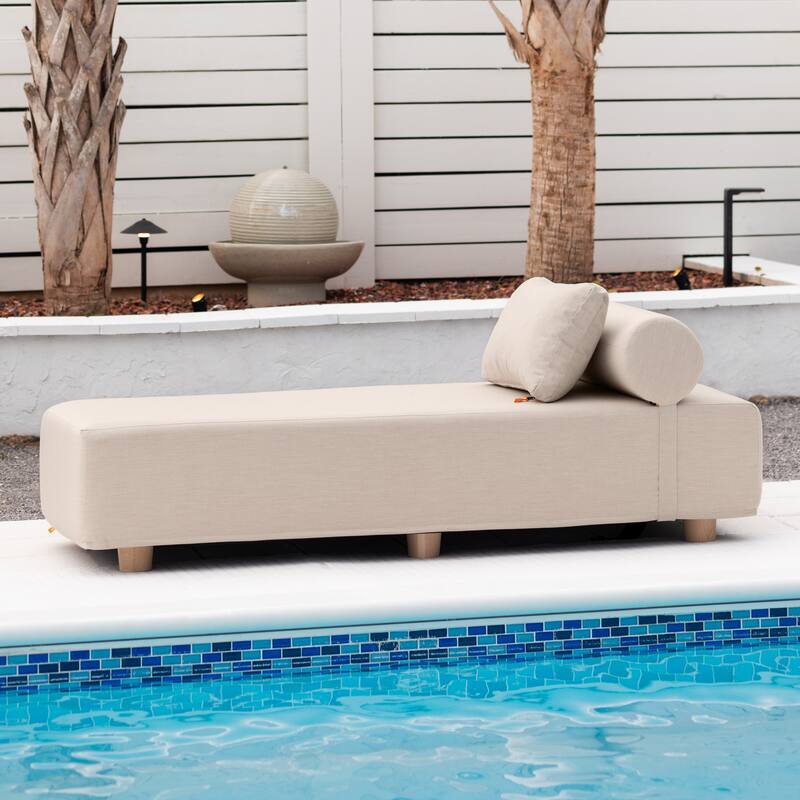 Jaxx Alvy Outdoor Sun Lounger - Luxurious Sunbed with Wood Feet Sunbrella