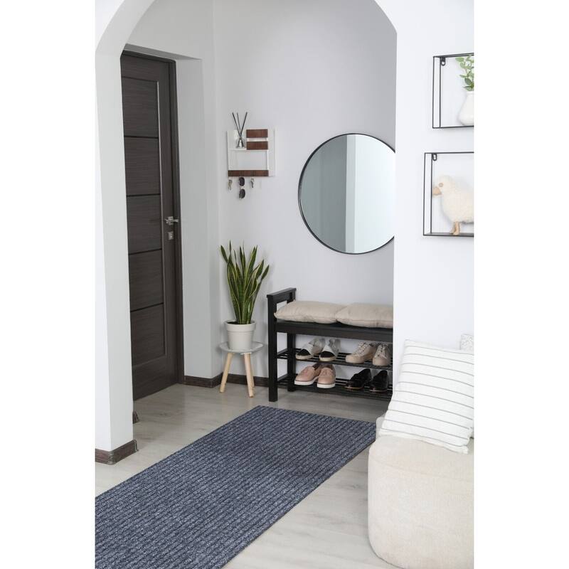 High-Quality Outdoor/Indoor Carpet Runner Rug with Non-Slip PVC Backing 42'' wide - Grey - 7 ft. x 42 In.