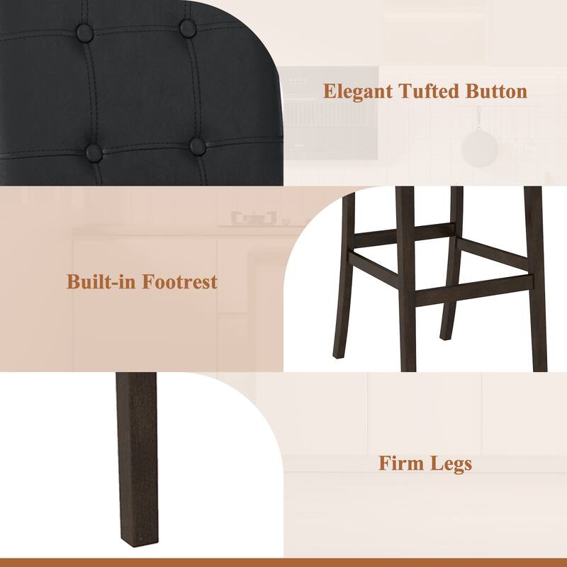 Gymax Set of 2 Bar Stools 25inch Counter Height Barstool Pub Chair - See Details