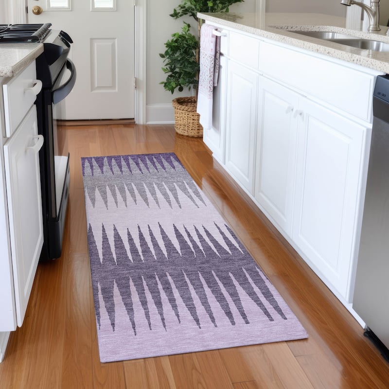 Premium Washable Super Soft Modern Spikes Mayfield Rug - Purple - 2'3" x 7'6"