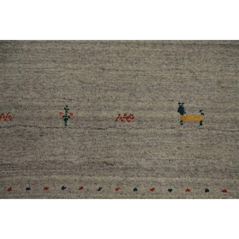 Hand Knotted Oriental 100% Wool Carpet Tribal Animal Pictorial Beige & Ivories Gabbeh Area Rug - 7' 9'' X 5' 0''