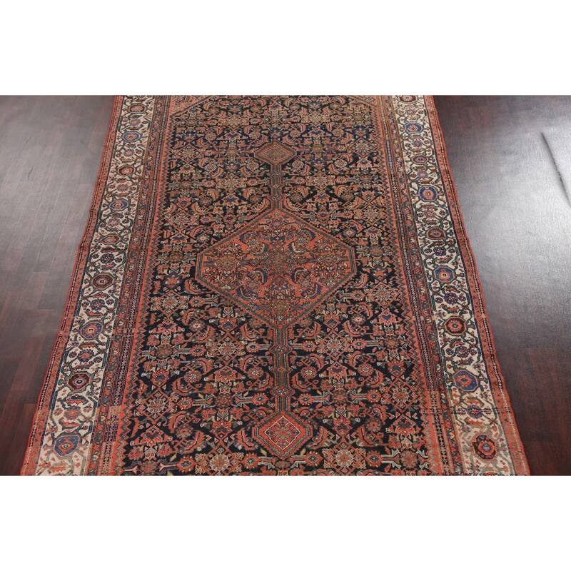 Pre-1900 Antique Malayer Persian Runner Rug Hand-knotted Wool Carpet - 6'10" x 15'7"