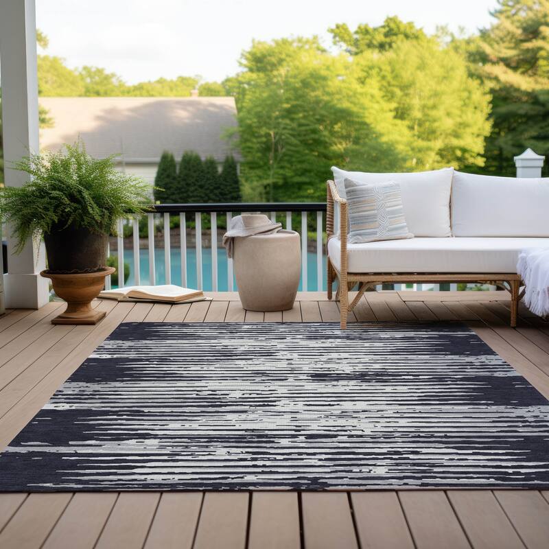 Machine Washable Indoor/ Outdoor Chantille Abstract Ombre Rug