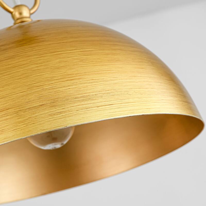 1-Light Industrial Retro Handmade Brushed Gold Dome Pendant Light