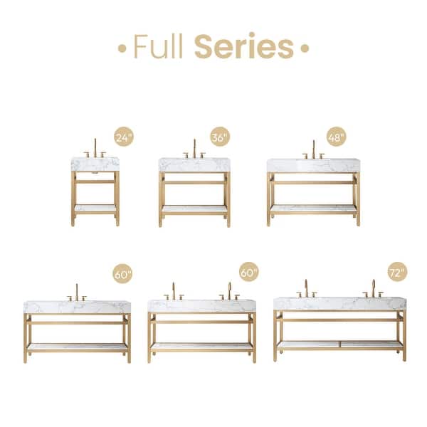 dimension image slide 1 of 13, Ecija Bath Vanity, Metal Support with Composite Stone Top, no Mirror