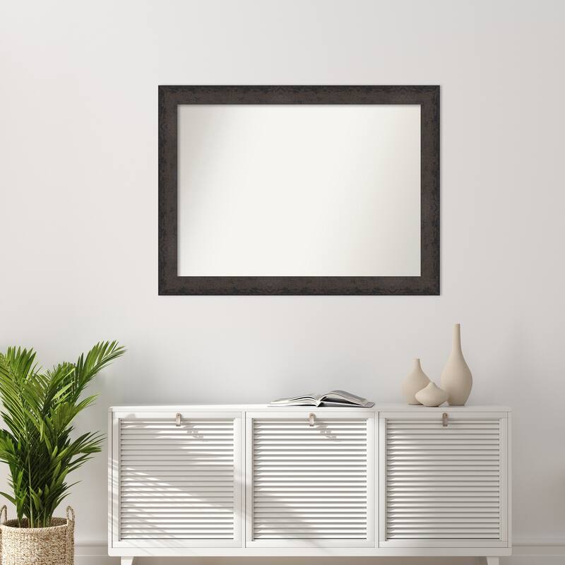 Dappled Non-Beveled Wood Framed Wall Mirror