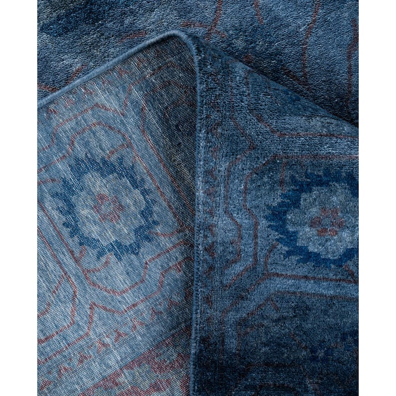 Overdyed One-of-a-Kind Hand-Knotted Area Rug - Blue - 6' 1" x 9' 4"