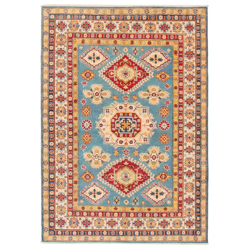 ECARPETGALLERY Hand-knotted Uzbek Ghazni Sky Blue Wool Rug - 5'0 x 7'1 - Sky Blue - 5'0 x 7'1