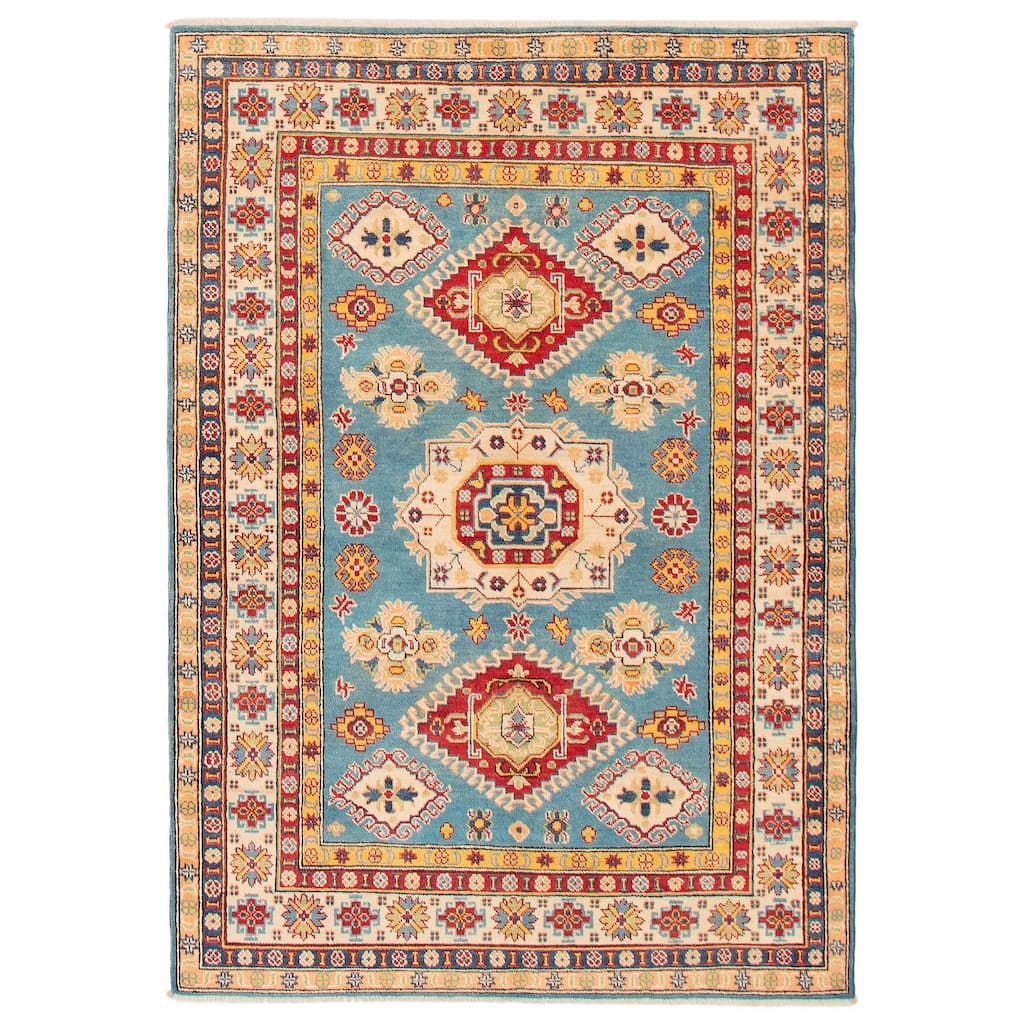 ECARPETGALLERY Hand-knotted Uzbek Ghazni Sky Blue Wool Rug - 5'0 x 7'1