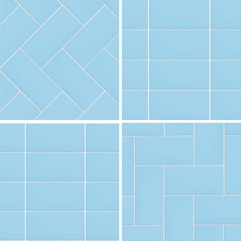 Merola Tile Piscina Brick Glossy Blue 4-3/4" x 9-5/8" Porcelain Floor and Wall Tile