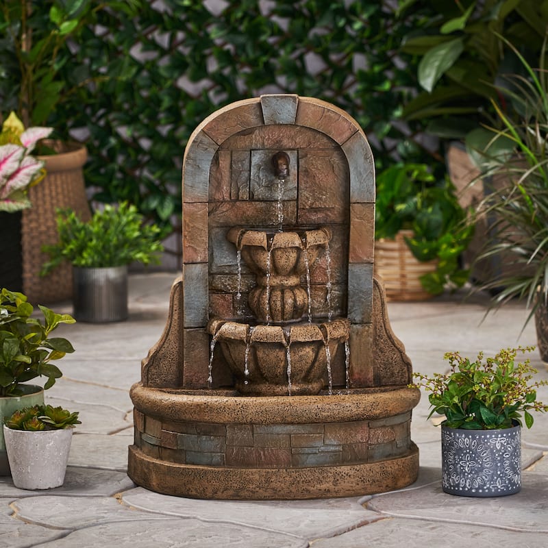 29" High Bagwell Fountain Outdoor Weather Resistant Floor Fountain,Stone Gray - Floor