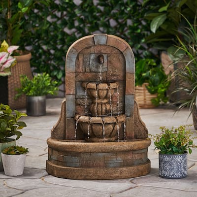 29" High Bagwell Fountain Outdoor Weather Resistant Floor Fountain,Stone Gray