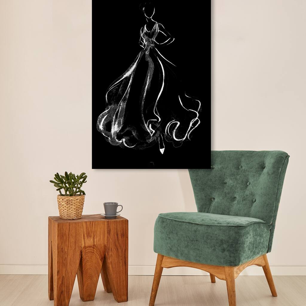 Wynwood Studio Canvas Fashion and Glam Elegant Dress Flow Black and Glam Wall Art Canvas Print
