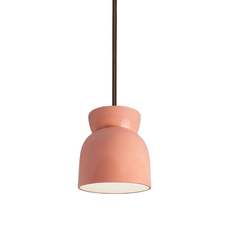 Justice Design Group Large Hourglass Pendant - Rigid Stem - Dark Bronze/Gloss Blush