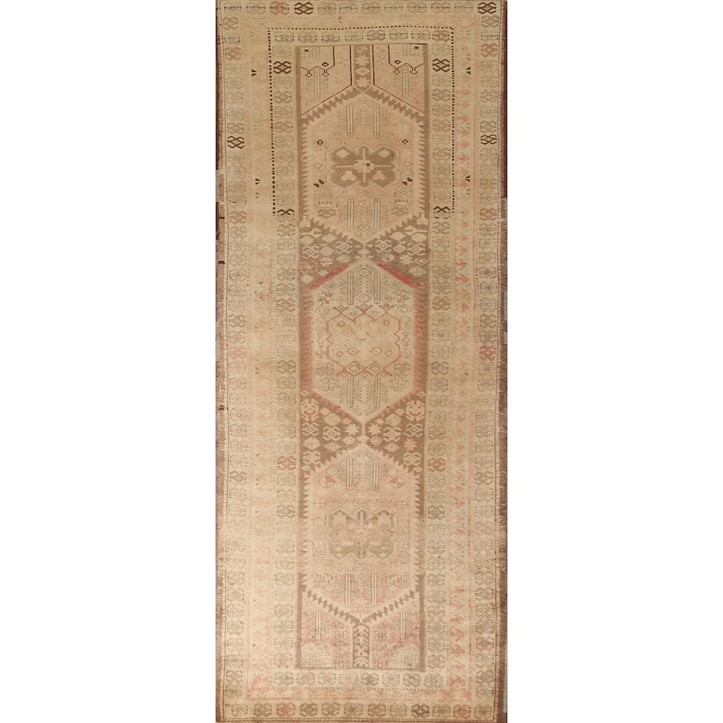 Ardebil Persian Antique Runner Rug Hand-Knotted Wool Carpet - 3'6" x 9'11"