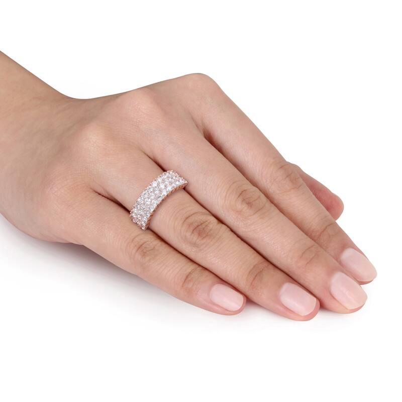 Miadora 1-3/4ct TDW Diamond Triple Row Semi-Eternity Ring in 14k Rose Gold