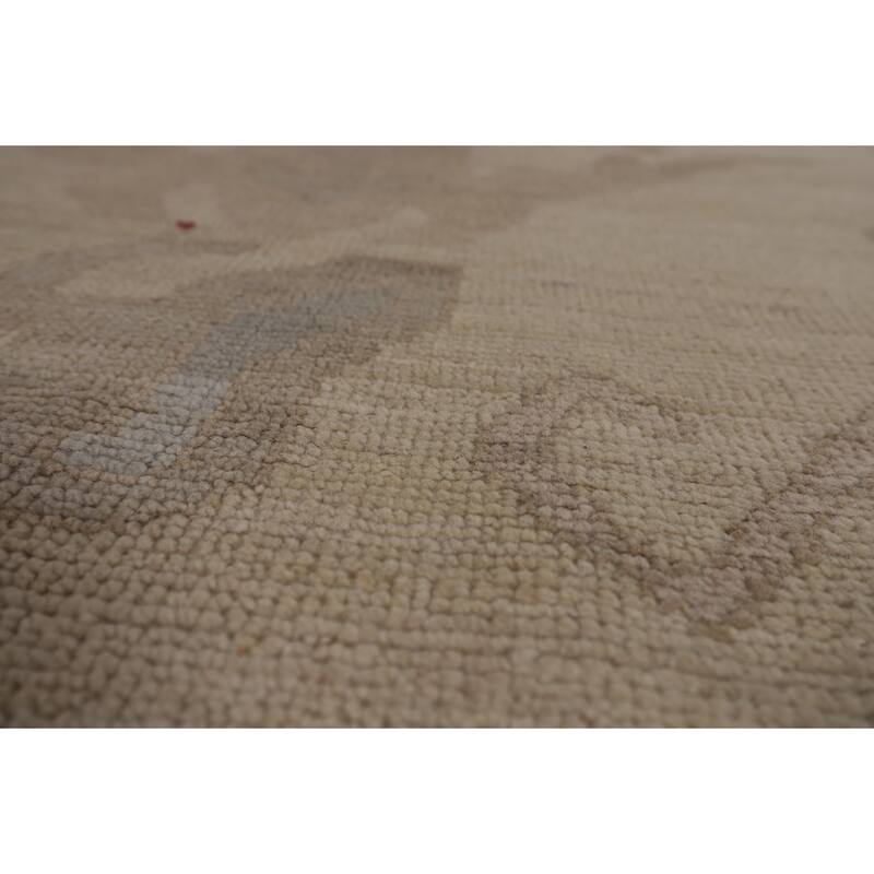 Vegetable Dye Oushak Oriental Large Rug Handmade Beige Wool Carpet - 10'5"x 14'4"