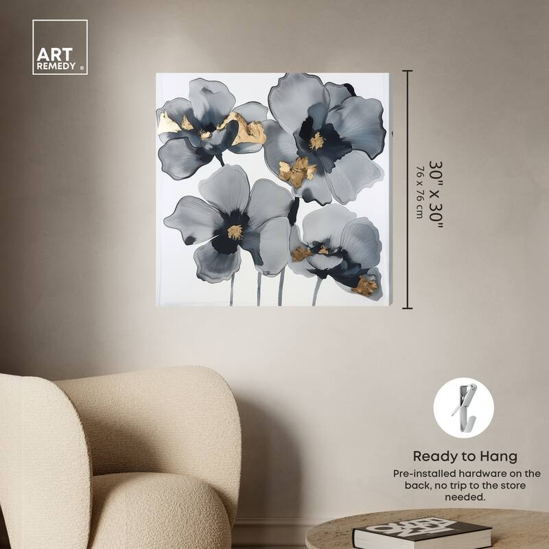 Art Remedy Drama Flora Gallery Wrapped Floral Fine 1 Piece Canvas Wall Art