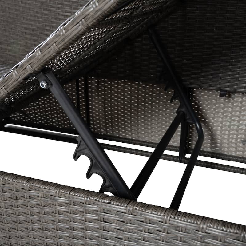 7 PCS Set Wicker Furniture with Lounger Sofa