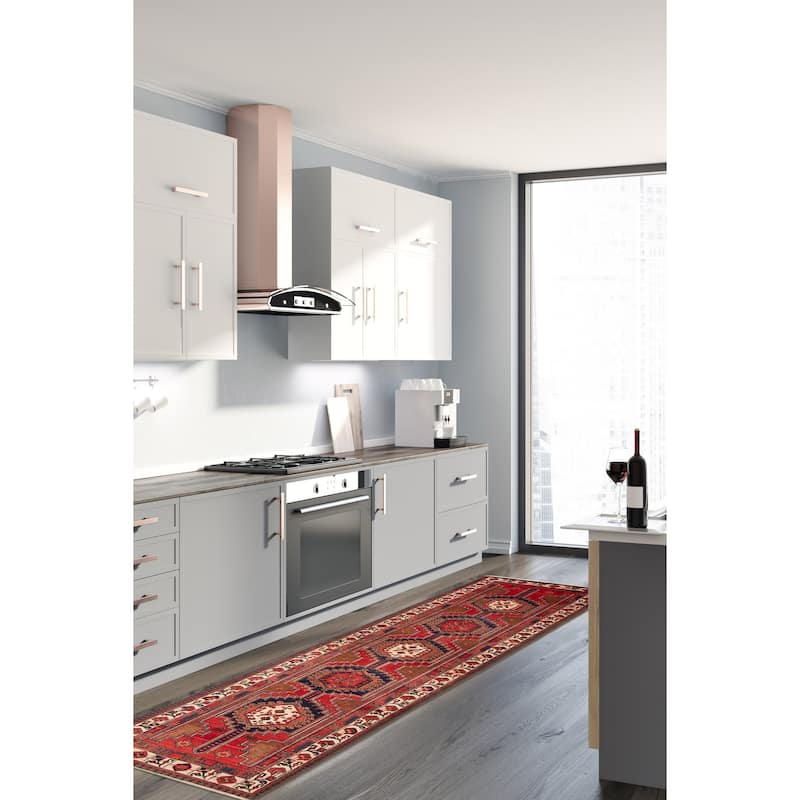 ECARPETGALLERY Hand-knotted Konya Anatolian Red Wool Rug - 3' 5" x 11' 4"
