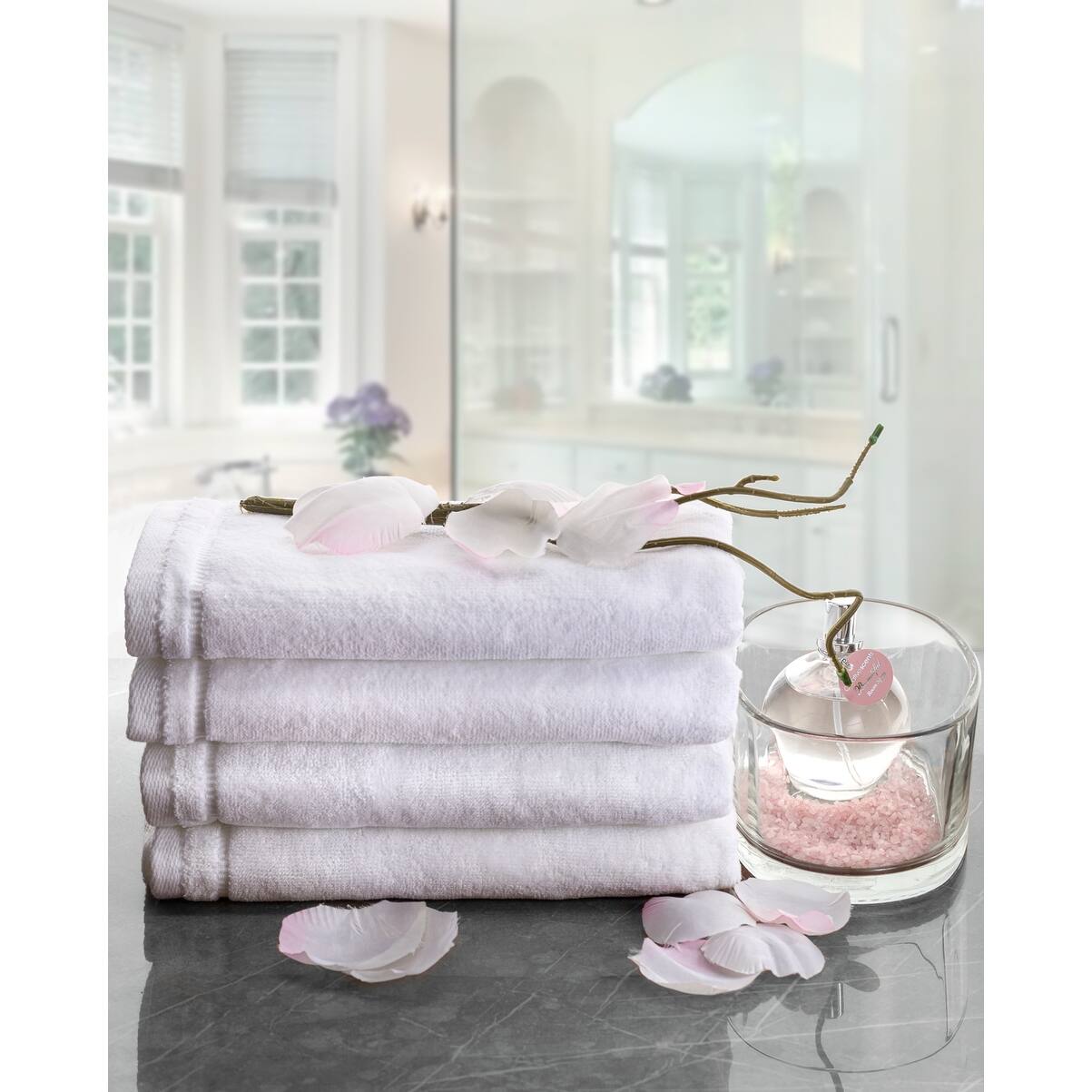 Creative Scents Cotton Fingertip Towels 4 pc. Set 11x8 Inch white On Sale Bed Bath