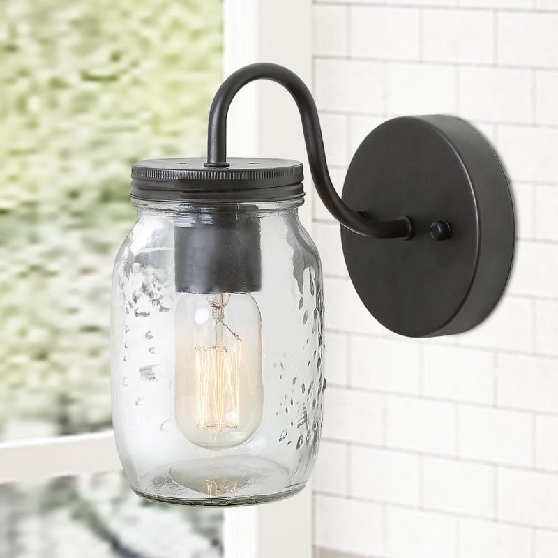 1 wall light clear mason jar glass Nickel sconce vanity bathroom farmhouse SN 
