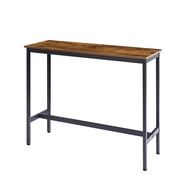 Rustic Brown Sofa Side Table and Chairs Set, Bar Chairs with Curved Back, Retro Dining Table and Chairs Set for 2