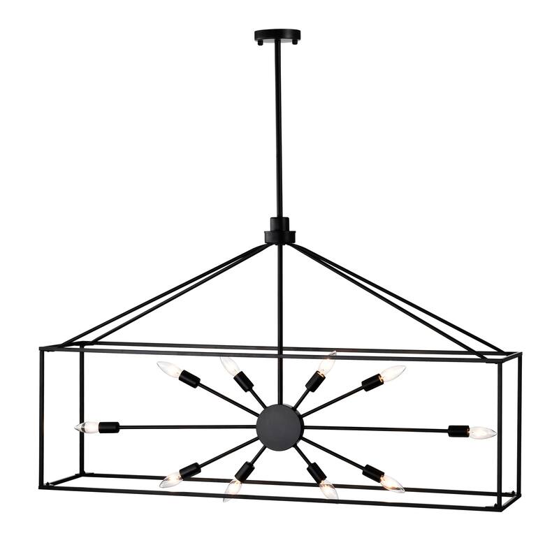 Lysandra 48 Inch Modern Clean Look Style Silver Satin and Matte Black Finish Ceiling Lighted Chandelier 10-Light - Matte Black