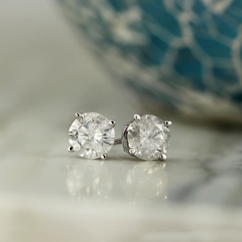 Auriya 14k Gold 1/2ctw Diamond Stud Earrings Clarity-enhanced (E-F, G-H, H-I or J-K , SI1-SI2, I1-I2 or I2-I3)