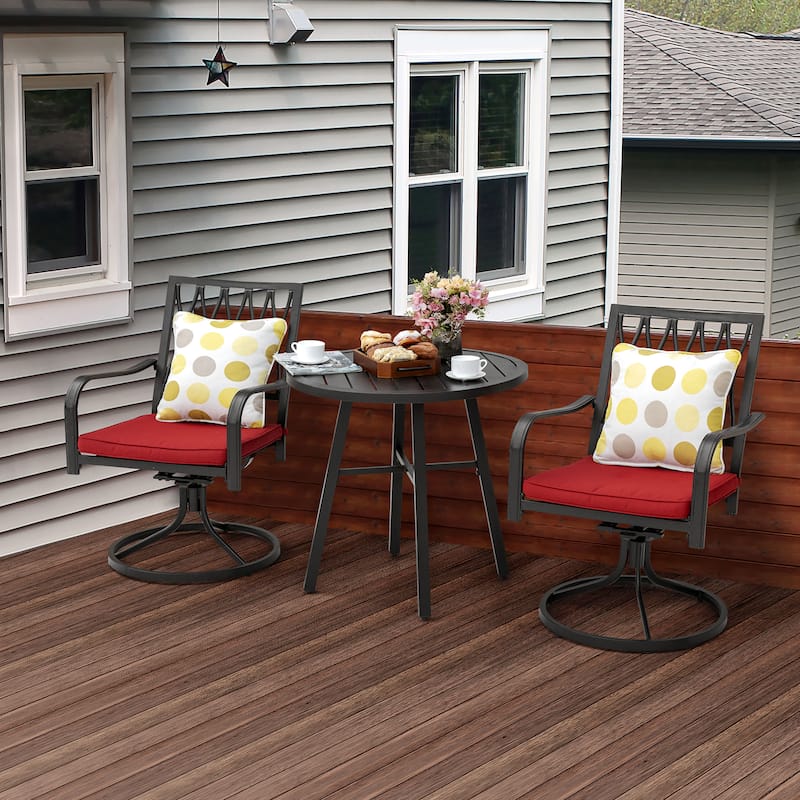 Outdoor Patio Bistro Set With Swivel Chairs