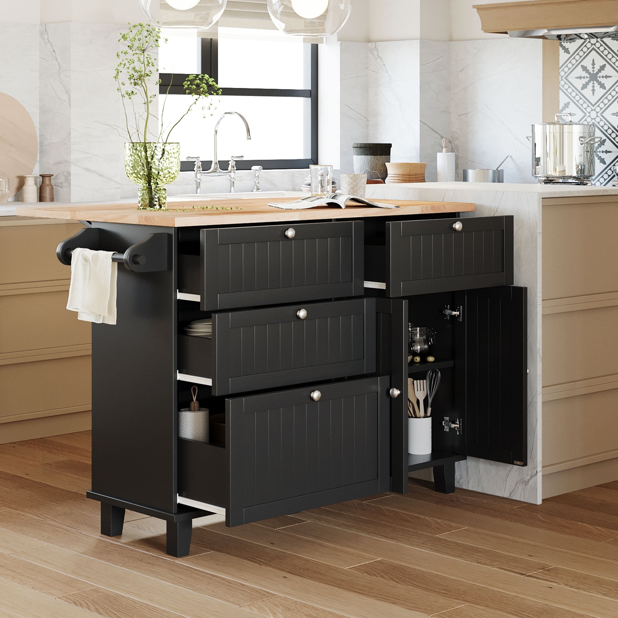Kitchen island with storage and seating for 2 new arrivals